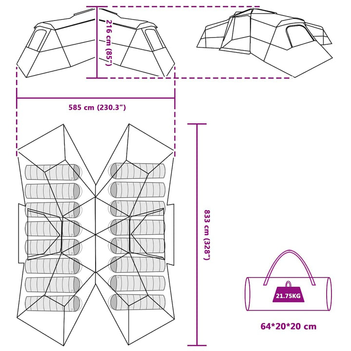 Family Tent 833 X 585 X 216 Cm Polyester