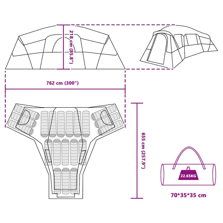 Family Tent 762 X 655 X 218 Cm Polyester