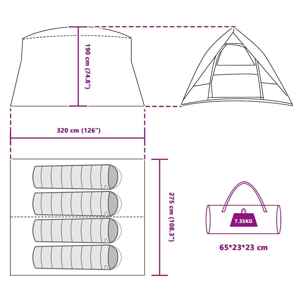 Camping Tent 320 X 275 X 190 Cm Polyester