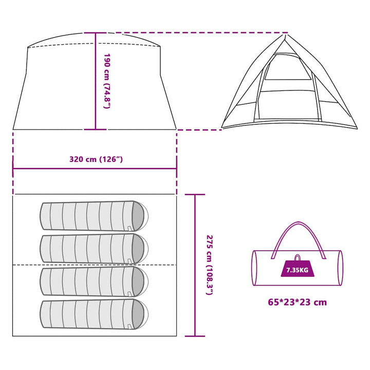 Camping Tent 320 X 275 X 190 Cm Polyester