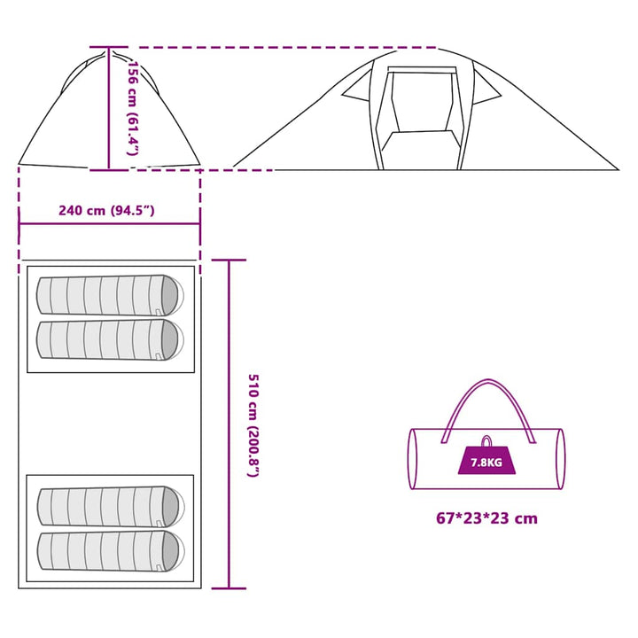 Tent With Roof Other And Black 510 X 240 X 156 Cm
