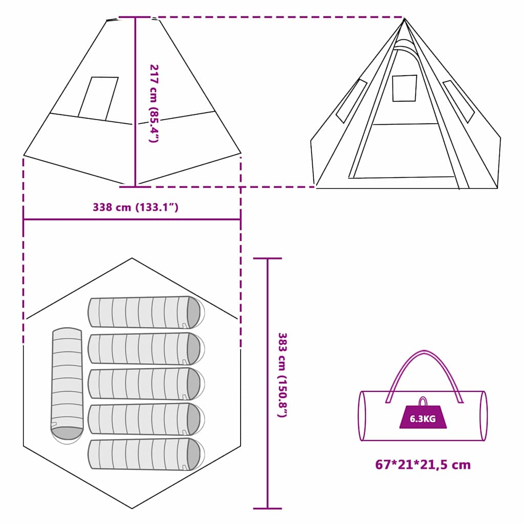 Tent With Roof Other And Black 383 X 338 X 217 Cm