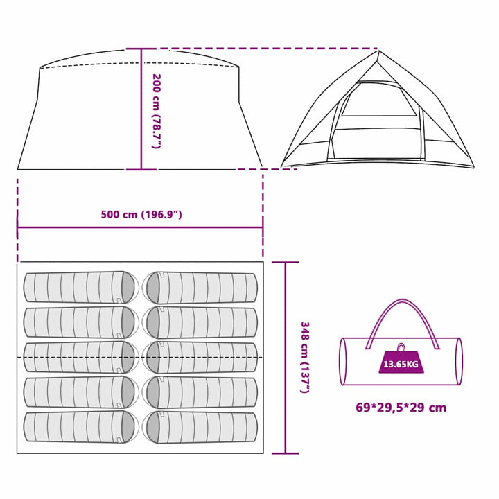 Tunnel Tent 500 X 348 X 200 Cm