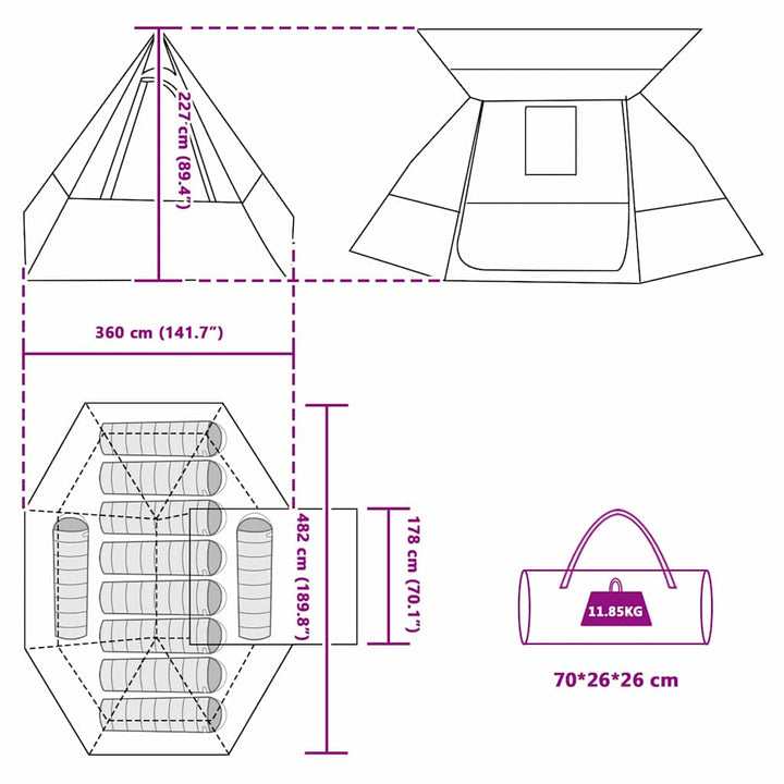 Camping Tent 482 X 360 X 227 Cm Polyester