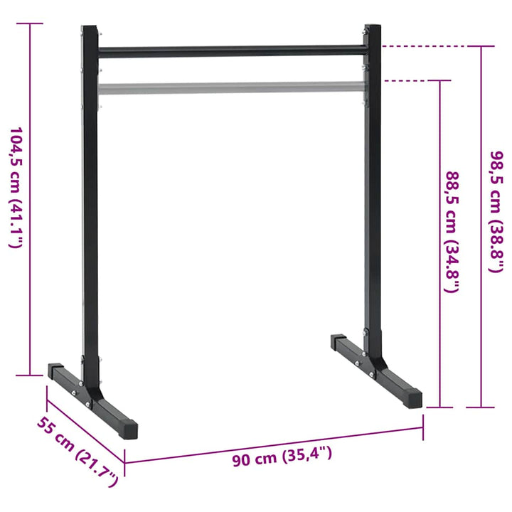 Dip Stations 2 Pcs Black 109 X 90 X 105 Cm Powder-Coated Steel