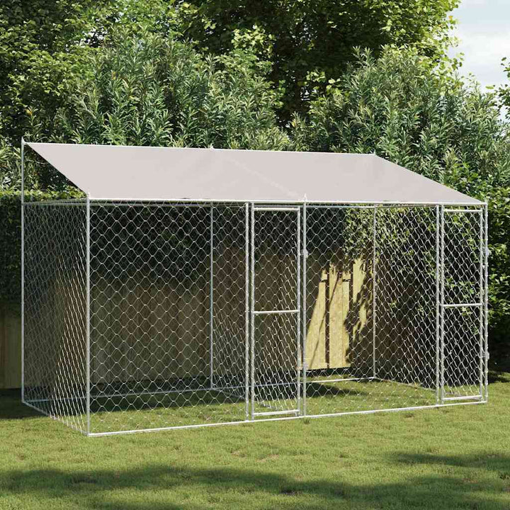 Dog Cage Silver 400 X 200 X 256 Cm Galvanised Steel