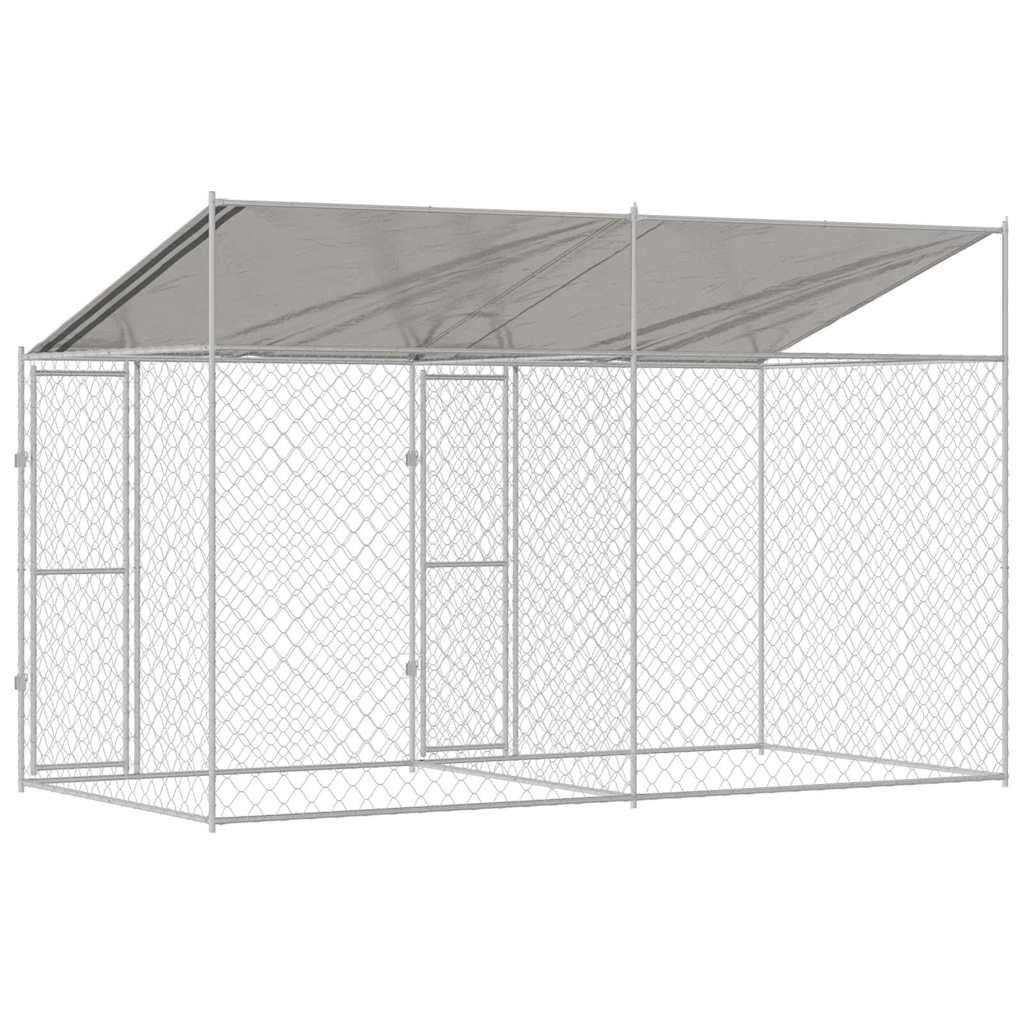 Dog Cage Silver 400 X 200 X 256 Cm Galvanised Steel