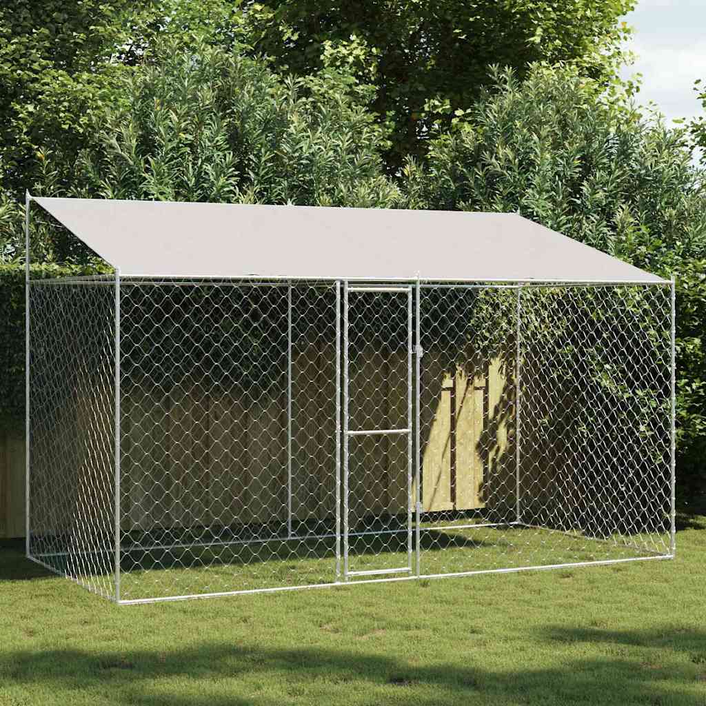 Dog Cage Silver 400 X 200 X 256 Cm Galvanised Steel