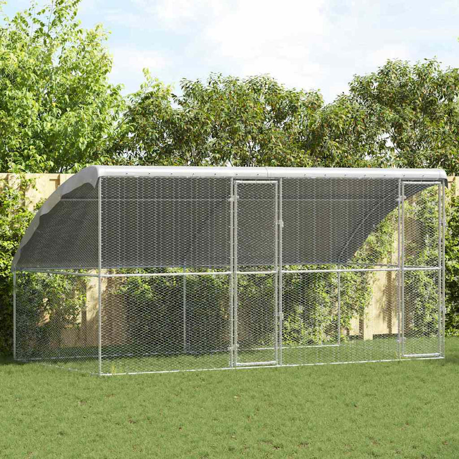 Chicken Cage Silver Galvanised Steel