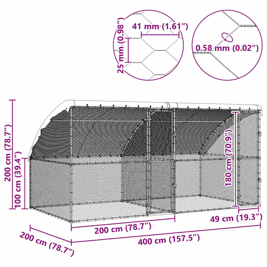 Chicken Cage Silver Galvanised Steel