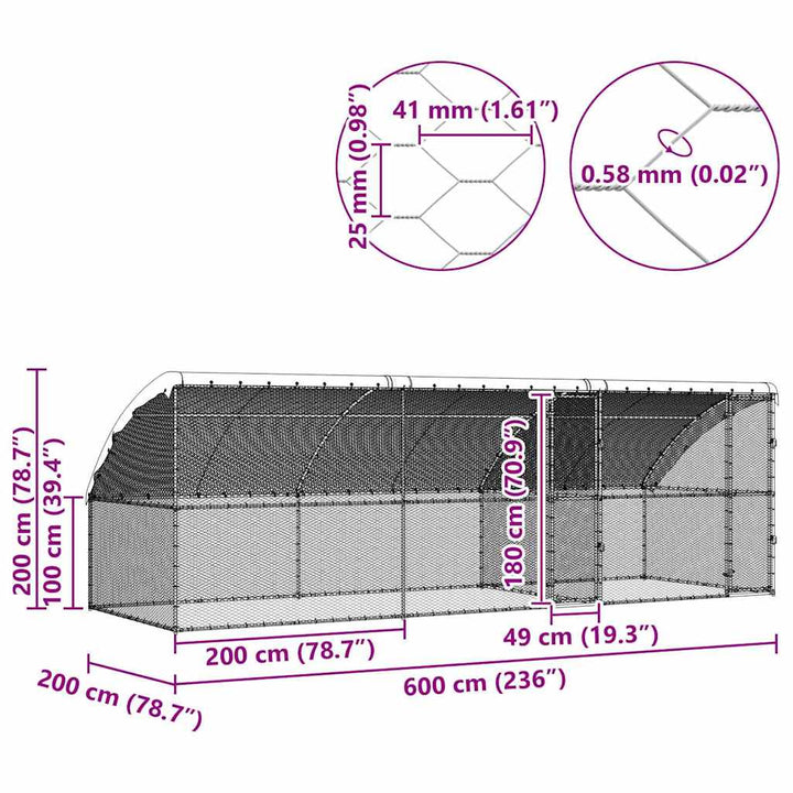 Chicken Cage Silver Galvanised Steel