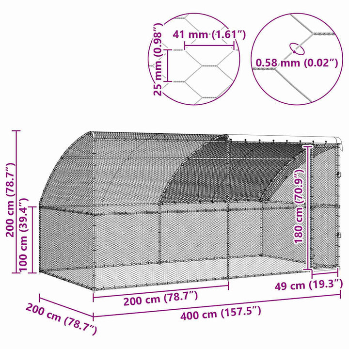 Chicken Cage Silver Galvanised Steel