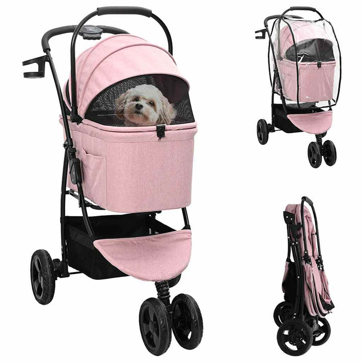 Folding Pet Stroller 81 X 47 X 99 Cm 600D Oxford Fabric