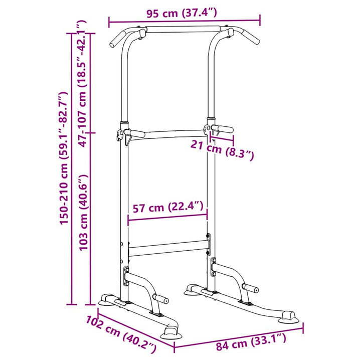 Power Tower Dip Station Other Black 95 X 102 X (160-210) Cm