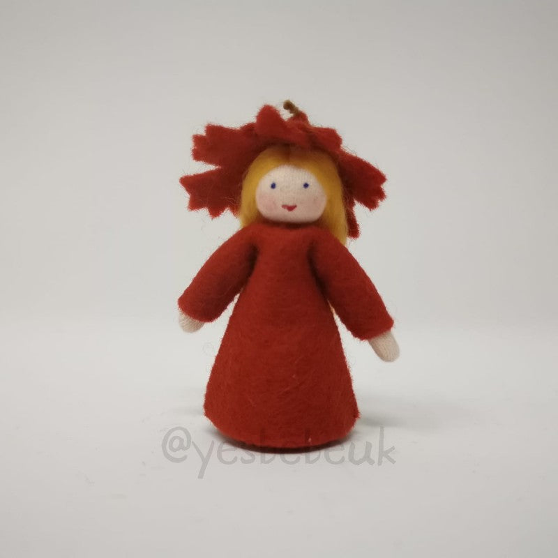Autumn Leaf Doll with Flower on Head