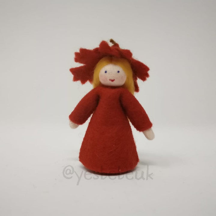 Autumn Leaf Doll with Flower on Head