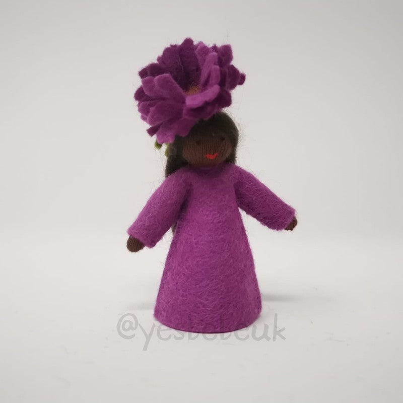 Michaelmas Daisy Girl Doll with Flower on Head