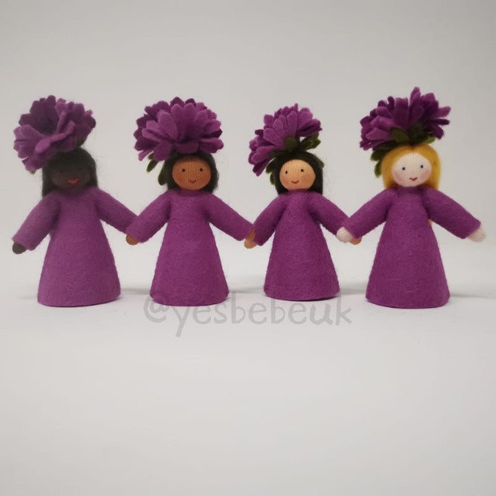 Michaelmas Daisy Girl Doll with Flower on Head