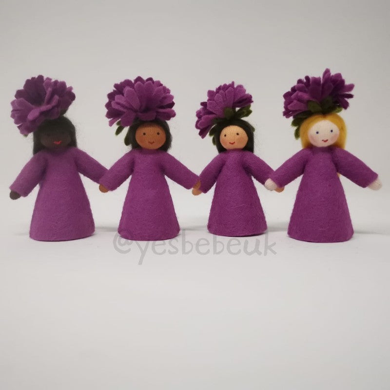 Michaelmas Daisy Girl Doll with Flower on Head