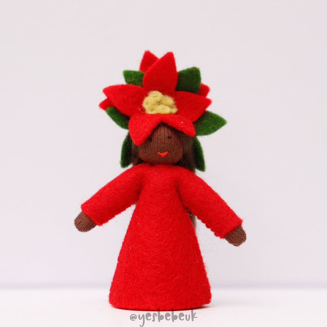 Poinsetta Doll with Flower on Head