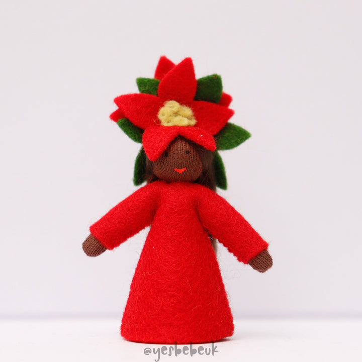 Poinsetta Doll with Flower on Head