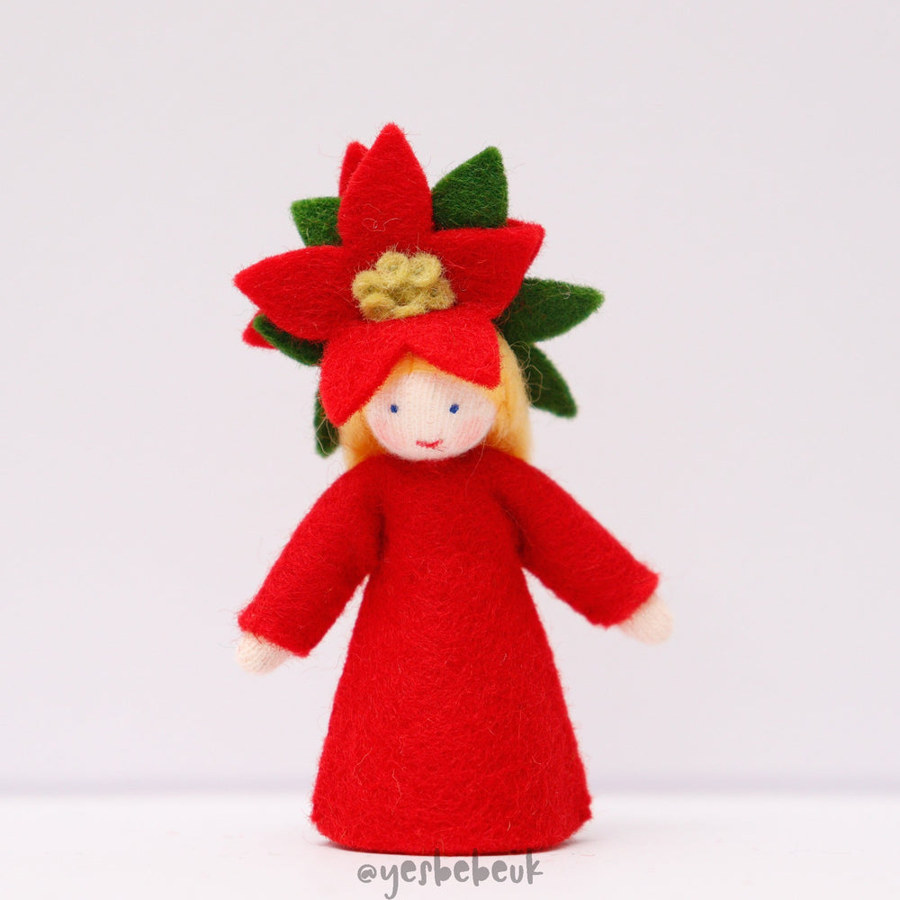 Poinsetta Doll with Flower on Head