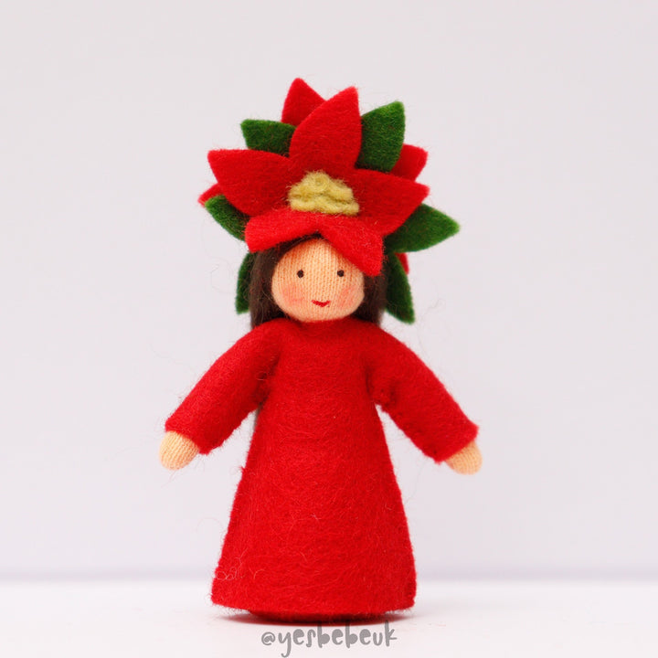 Poinsetta Doll with Flower on Head