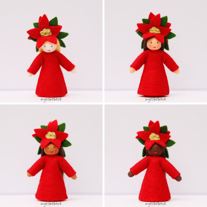 Poinsetta Doll with Flower on Head