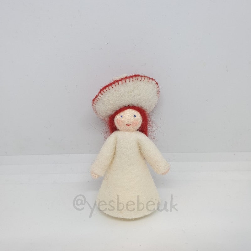 Red Fungus Girl with Flower on Head