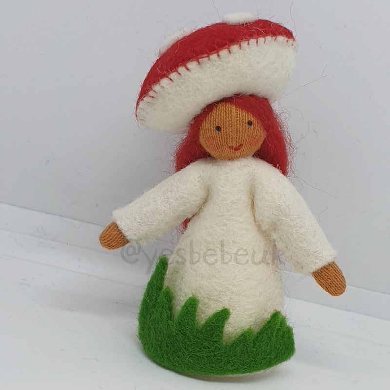 Red Fungus Girl with Flower on Head