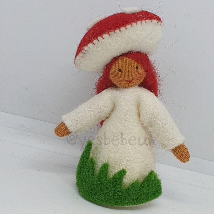 Red Fungus Girl with Flower on Head