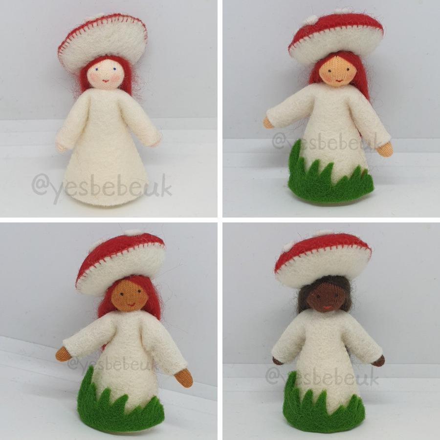 Red Fungus Girl with Flower on Head