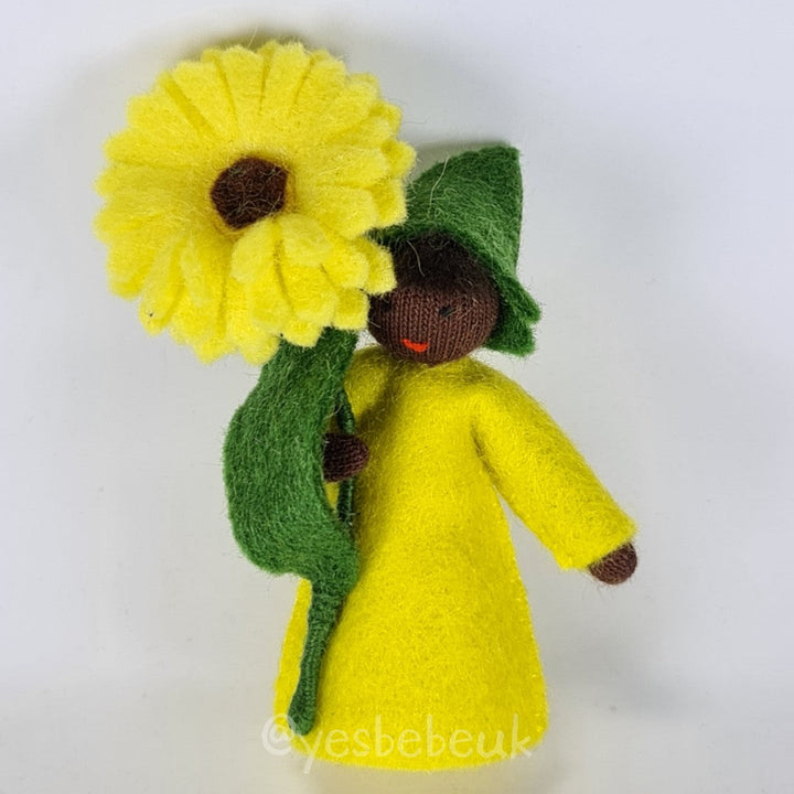 Yellow Calendula Girl with Flower in Hand