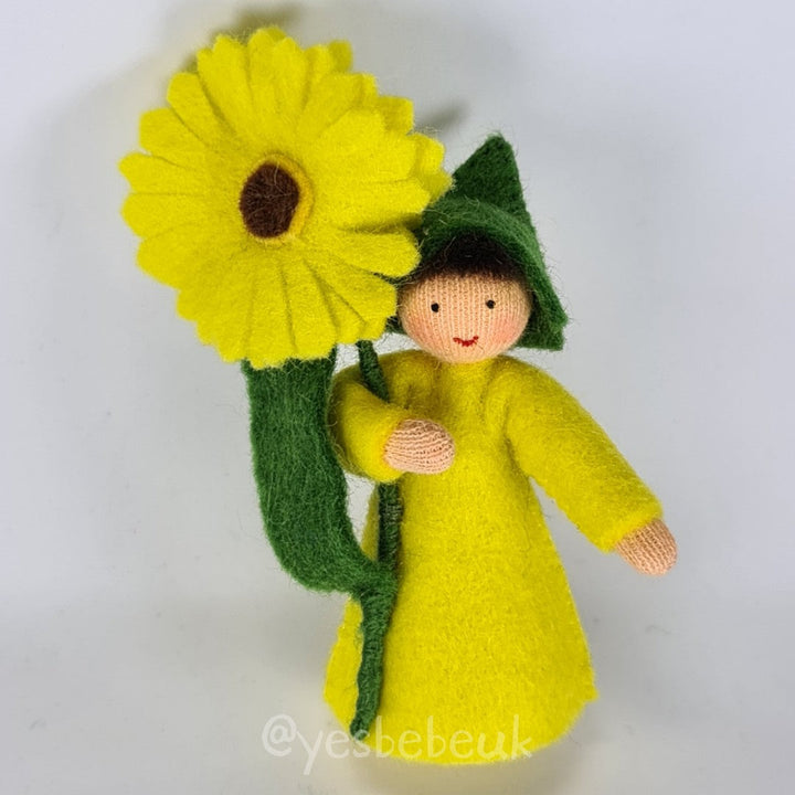 Yellow Calendula Girl with Flower in Hand