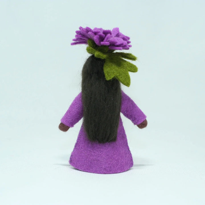 Purple Chrysanthemum Michaelmas Daisy Girl Doll with Flower on Head