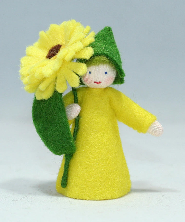 Yellow Calendula Girl with Flower in Hand