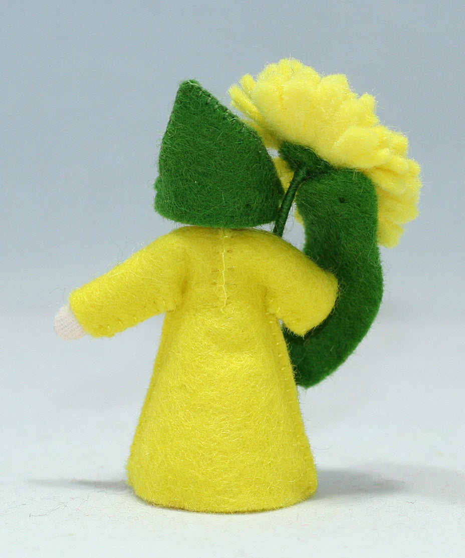 Yellow Calendula Girl with Flower in Hand