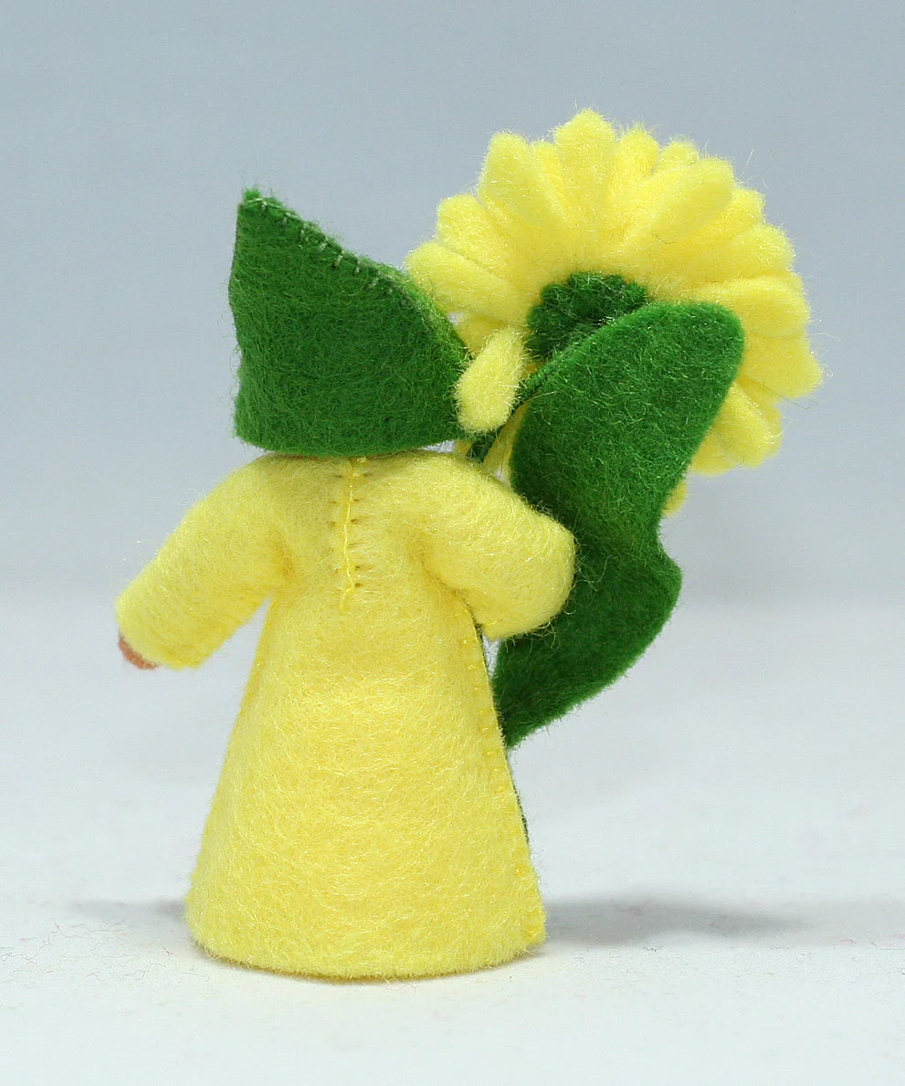 Yellow Calendula Girl with Flower in Hand