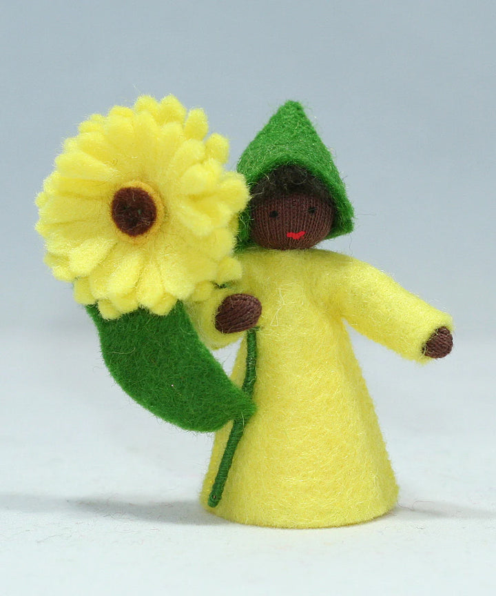 Yellow Calendula Girl with Flower in Hand