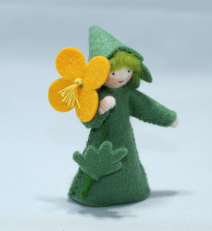 Celandine Fairy Doll – 2.5” Handmade Felt Waldorf Decoration by Ambrosius