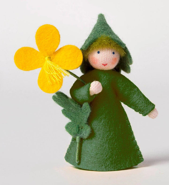 Celandine Fairy Doll – 2.5” Handmade Felt Waldorf Decoration by Ambrosius