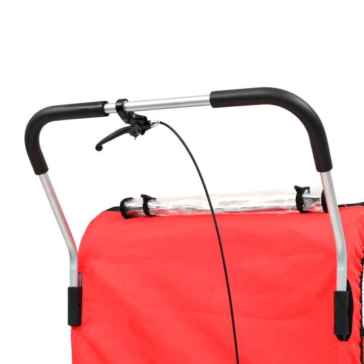 2-in-1 Kids' Bicycle Trailer & Stroller Black and Red-vidaXL-Red-n/a-Yes Bebe
