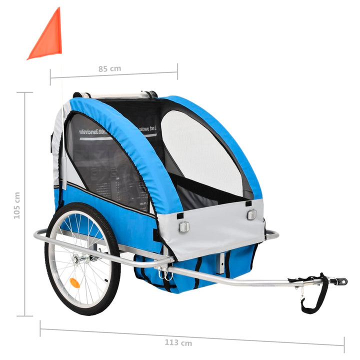 2-in-1 Kids' Bicycle Trailer & Stroller 40kg Capacity