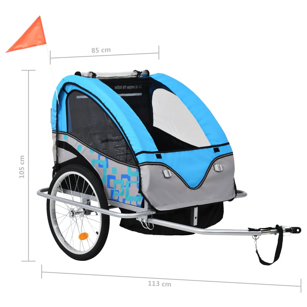 2-in-1 Kids' Bicycle Trailer & Stroller 40kg Capacity