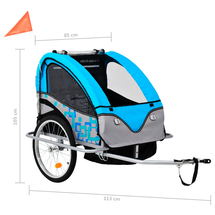 2-in-1 Kids' Bicycle Trailer & Stroller 40kg Capacity