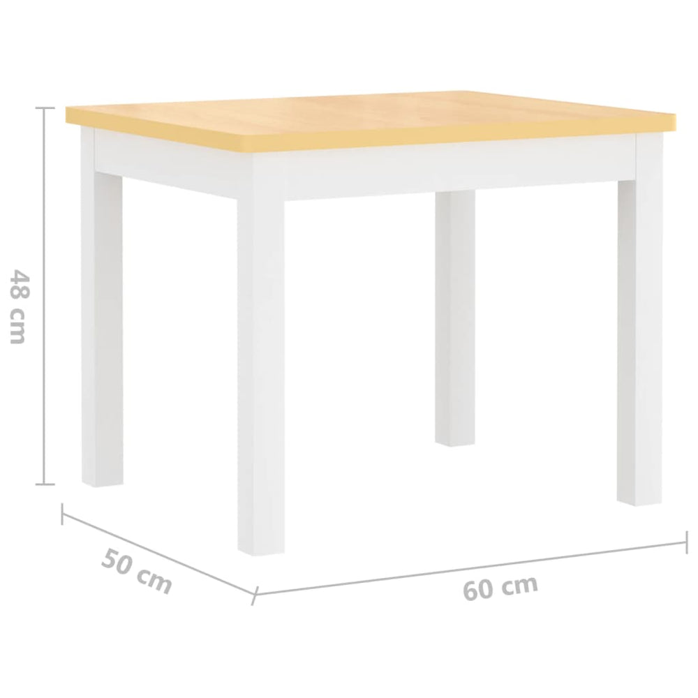 3 Piece Children Table and Chair Set White and Beige MDF-vidaXL-Yes Bebe
