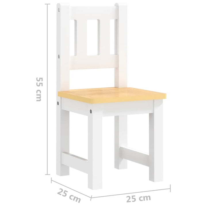 3 Piece Children Table and Chair Set White and Beige MDF-vidaXL-Yes Bebe