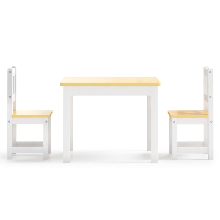 3 Piece Children Table and Chair Set White and Beige MDF-vidaXL-Yes Bebe