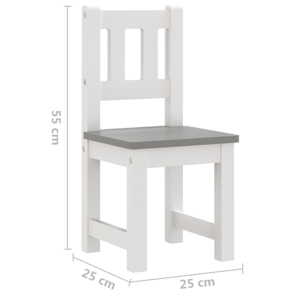 3 Piece Children Table and Chair Set White and Grey MDF-vidaXL-Yes Bebe