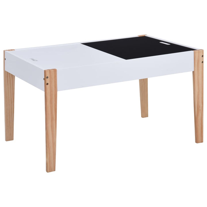 3 Piece Kids Storage Chalkboard Table Chair Set Black and White-vidaXL-Yes Bebe
